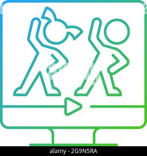 Online aerobic for kids gradient linear vector icon. Stock Vector