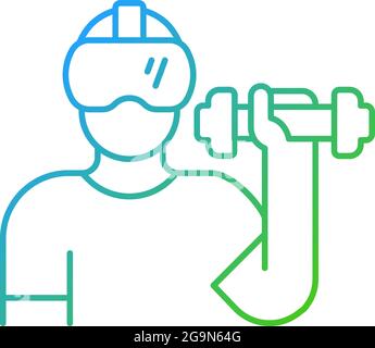 Virtual reality fitness gradient linear vector icon. Stock Vector
