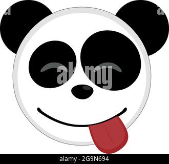 Vector emoticon illustration of a cartoon panda's face with a happy expression and tongue sticking out Stock Vector