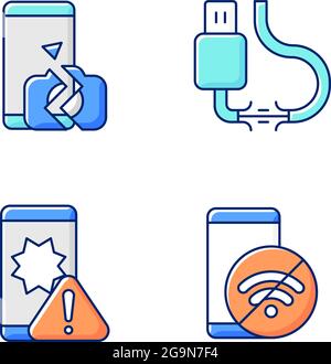 Repair related RGB color icons set Stock Vector