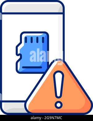 Micro SDcard not working RGB color icon Stock Vector