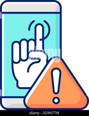 Touch display not working RGB color icon Stock Vector