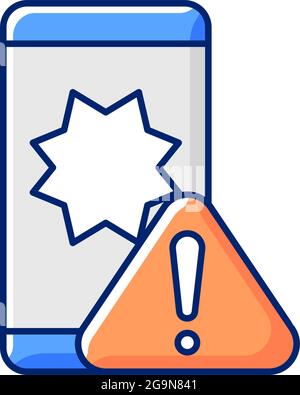 Phone crashes RGB color icon Stock Vector
