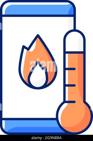 Phone overheating RGB color icon Stock Vector