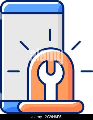 Urgent phone repairs RGB color icon Stock Vector