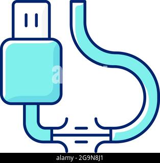 Torn cable RGB color icon Stock Vector