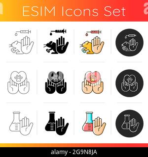 Animal testing icons set Stock Vector