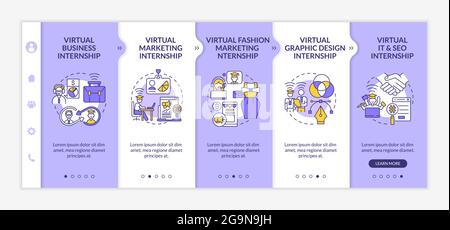 Top virtual internship areas onboarding vector template Stock Vector