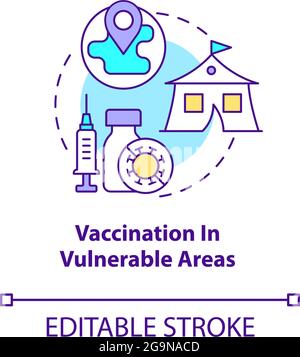 Vaccination in vulnerable areas concept icon. Stock Vector