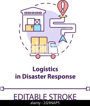 Logistics in disaster response concept icon. Stock Vector
