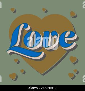 word LOVE in heart shape with drop shadow, vector illustration Stock Vector