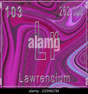 Lawrencium chemical element, Sign with atomic number and atomic weight, Periodic Table Element, Pink background Stock Photo