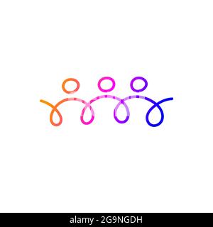 Team of logo people. Abstract hand drawn business icon. Networking symbol. Gradient line work sign Stock Vector