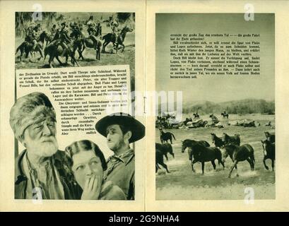 Austrian Programme MARION LESSING (replacing MARGUERITE CHURCHILL) ULLRICH HAUPT (replacing IAN KEITH) and ANDERS VAN HADEN (replacing TYRONE POWER Sr.) in DIE GROSSE FAHRT 1931 the German Language Version of THE BIG TRAIL 1930 directors RAOUL WALSH and LEWIS SEILER Fox Film Corporation / Deutsche Vereins-Film AG (Defa-Deutsche Fox) Stock Photo