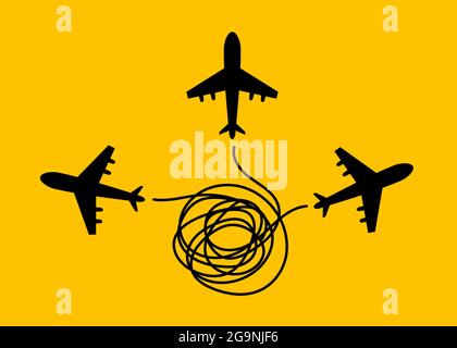 Creative symbol. Metaphor for creativity, business ideas. Insight icon with planes and  tangled tangle of problems. Stock Vector