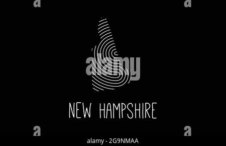 Biometric  Map Of New Hampshire  Filled with Fingerprint Pattern icon logo design Vector illustration Stock Vector