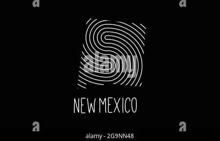 Biometric  Map Of  New Mexico   Filled with Fingerprint Pattern icon logo design Vector illustration Stock Vector