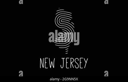 Biometric  Map Of  New Jersey   Filled with Fingerprint Pattern icon logo design Vector illustration Stock Vector