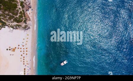 View of Gjipe beach, Albania Stock Photo