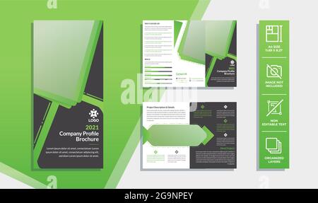 Green gradient Trifold Brochure template business theme multi page layout brochure Premium Vector Stock Vector