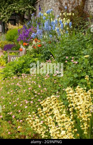 the herbaceous border at Aberdour castle garden Stock Photo