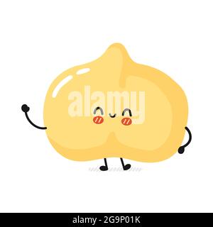 Cute funny chickpea bean character. Vector flat cartoon kawaii character illustration icon. Isolated on white background. Chickpea pea, bean cartoon character concept Stock Vector