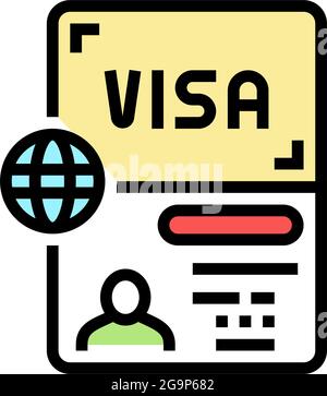 Permitting Document Visa Line Icon Vector Illustration Stock