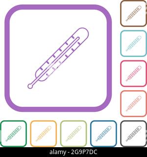 Digital thermometer simple icons in color rounded square frames on white background Stock Vector