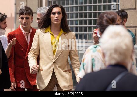 (7/27/2021) Ethan Torchio, member of Italian rock band Maneskin (Photo by Matteo Nardone / Pacific Press/Sipa USA) Stock Photo