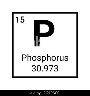 Phosphorus chemical element periodic table icon. Phosphorus atom symbol vector Stock Vector