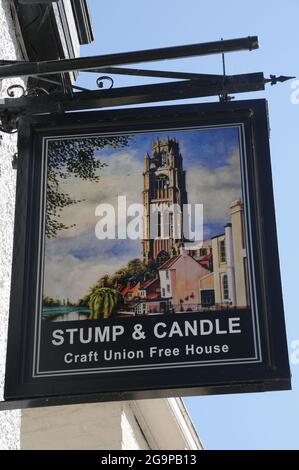Stump & Candle sign, Market Place,Boston, Lincolnshire Stock Photo