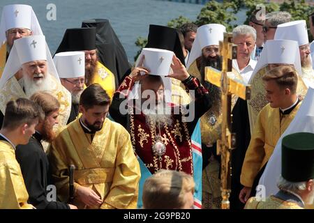 Non Exclusive: KYIV, UKRAINE - JULY 27, 2021 - Head of the Ukrainian Orthodox Church of the Moscow Patriarchate, Metropolitan of Kyiv and all Ukraine Stock Photo