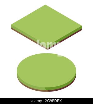 Isometric grass land texture icon. Field landscape garden green vector Stock Vector