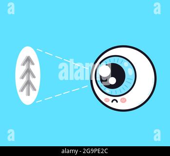 Cute sad human eyeball organ look on tree character. Vector doodle cartoon illustration icon design. Eye care, bad vision problem character concept Stock Vector