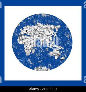 garbage map of the world. illustration. anthropogenic pollution of the planet. plastic waste Stock Photo