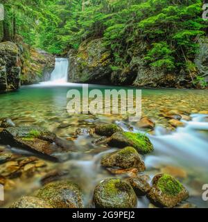 waterfall on granite creek in the cabinet mountains wilderness near libby, montana Stock Photo