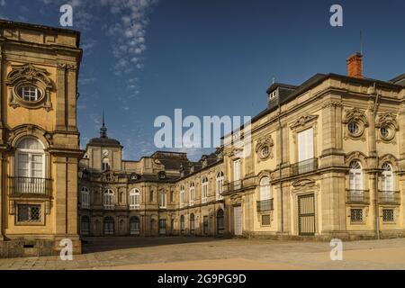 View of the Royal Palace of La Granja de San Ildefonso, in the Baroque style. Stock Photo