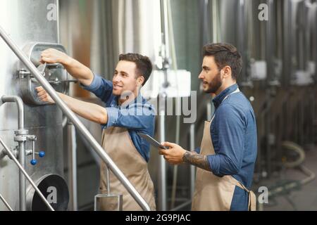 Devices for equipment managing, beverage quality control, fermentation at plant Stock Photo