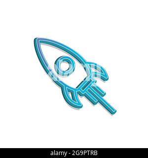 Linear rocket icon. Spaceship in outline style on white. Vector modern flat design element for mobile application and web design. Stock Vector