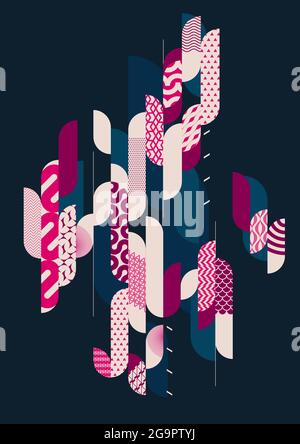 Abstract patterned shapes. Decoration geometric background. Stock Vector