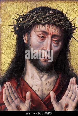 The Man of Sorrows by Aelbrecht Bouts, oil on oak, 1490s Stock Photo