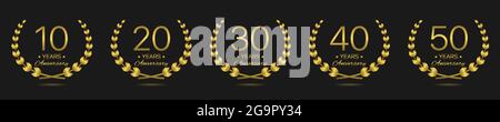 Anniversary Golden laurel wreath label set Vector Stock Vector