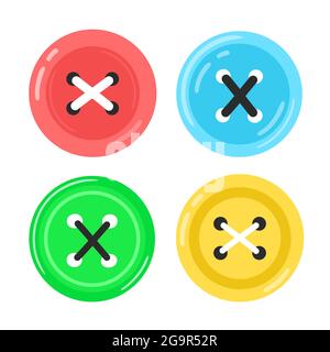 Cute clothing buttons bundle set. Vector flat cartoon illustration design. Isolated on white background. Clothing color buttons set collection concept Stock Vector