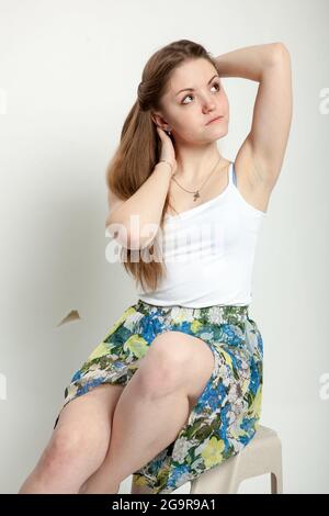 young girl, fashion model, emotions, pretty face, pretty girl Stock Photo