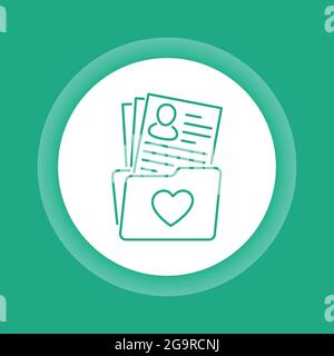 Volunteer application color button icon. Charity work. Outline pictogram for web page, mobile app, promo. Stock Vector