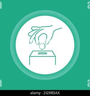 Donation money color button icon. Charity concept. ontribution aid. Fundraising. Pictogram for web page, mobile app, promo. Stock Vector