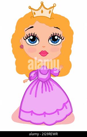 Cute, sweet, cartoon ,girl  princess characters illustration drawing. Stock Photo