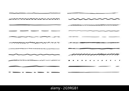 Line of hand drawn rough shape. Sketch scribble pencil stroke style. Horizontal wave and zigzag doodle line. Vector illustration for border, frame. Stock Vector