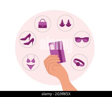 Banner with a hand holding a credit card. Stock Vector
