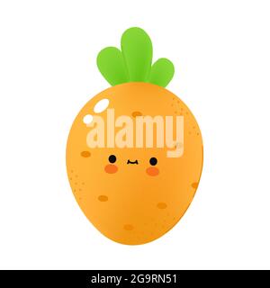 Cute funny carrot vegetable with face. Vector cartoon kawaii doodle character illustration icon. Carrot vegetable cartoon character mascot logo concept. Isolated on white background Stock Vector